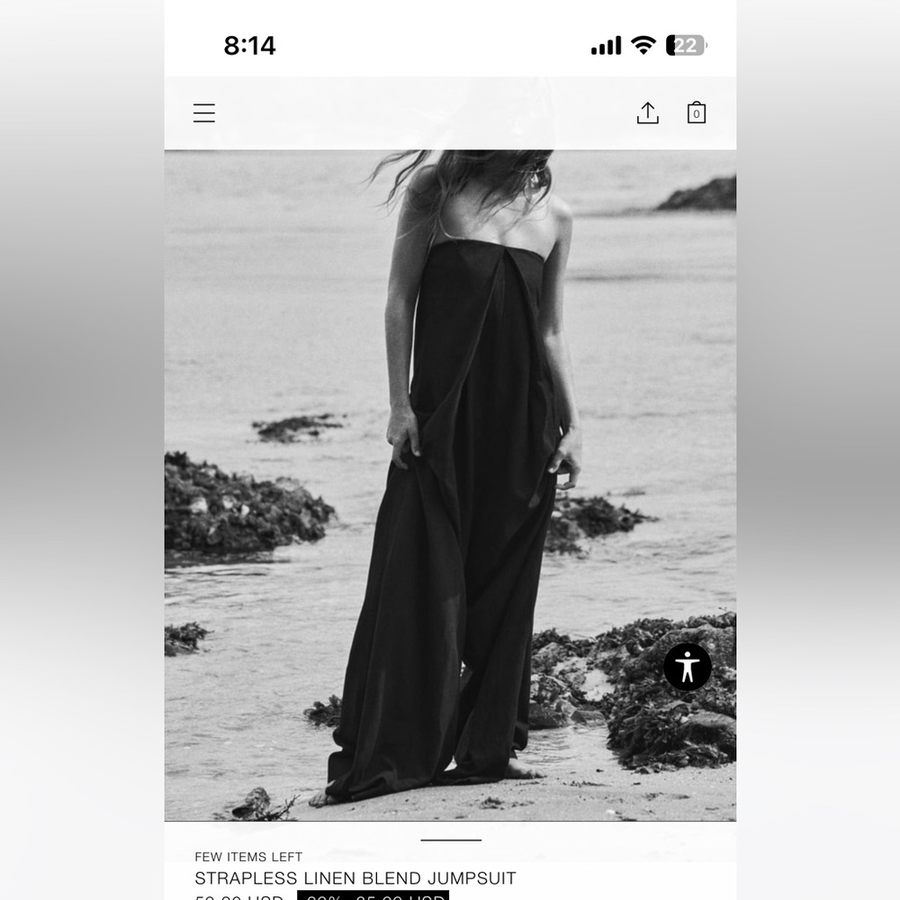 Zara Strapless Linen Blend Jumpsuit - NWT